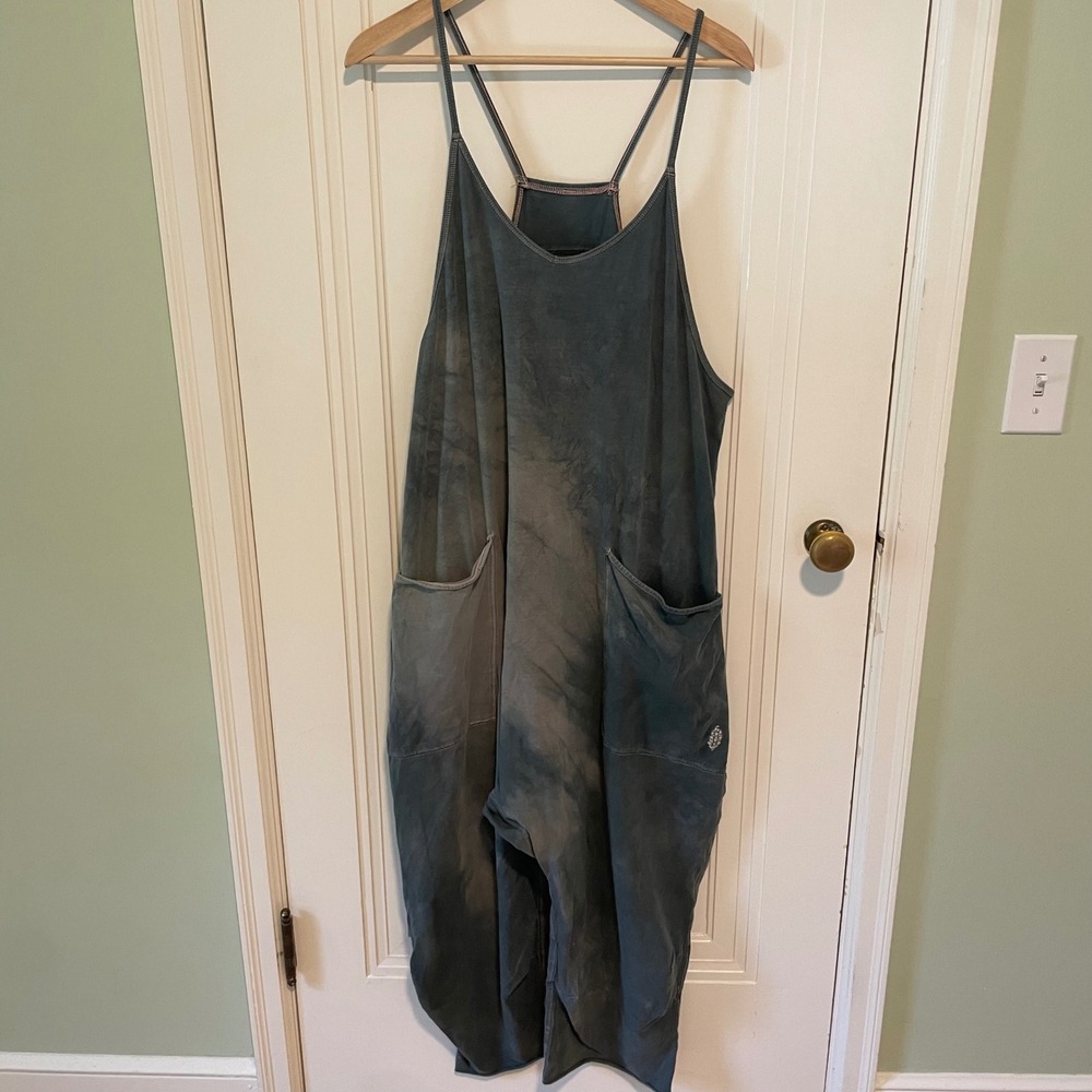 Free People Movement Hot Shot Onsie Jumpsuit Gray Tie Dye Large
